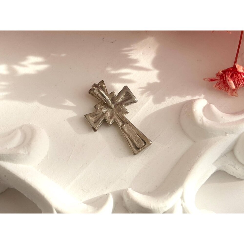 Brutalist Style Cross Sterling Silver 925 Vintage Statement Pendant | Charm - Picture 6 of 12